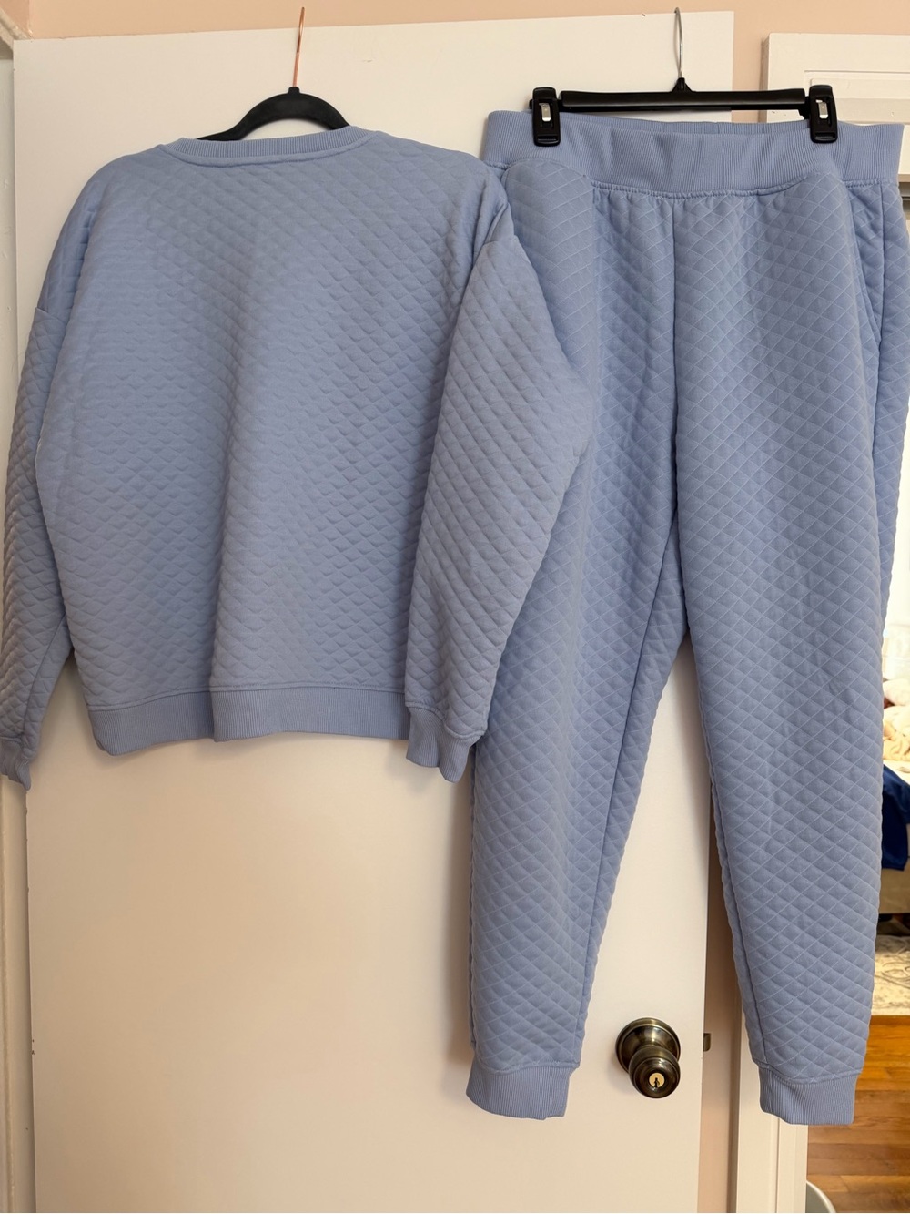 Lands’ End Women’s Quilted Pajama Set – Light Blue – Size L